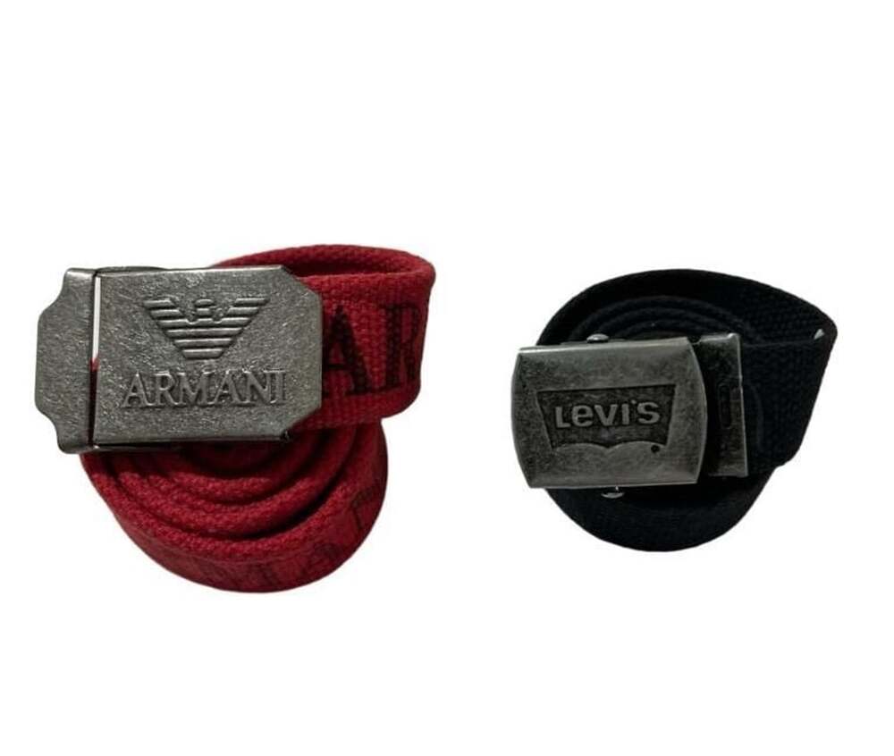 Vintage 90s Emporio Armani & Levi's Canvas Web Belt Lot of 2